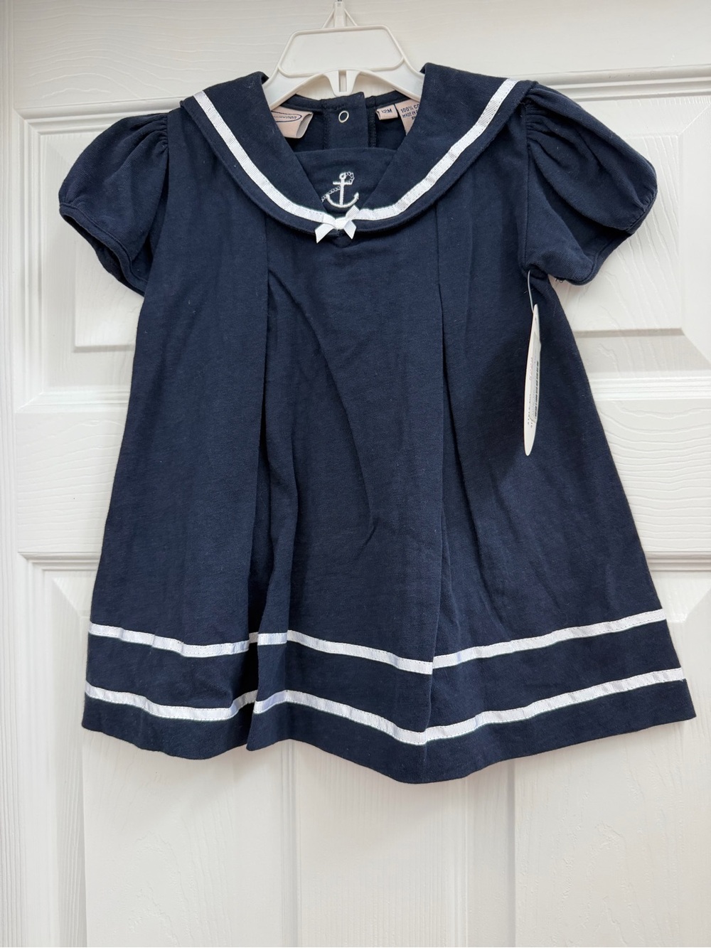 NWT Sailor Dress 12m Navy White Anchor Nautical Girls Summer Cotton
